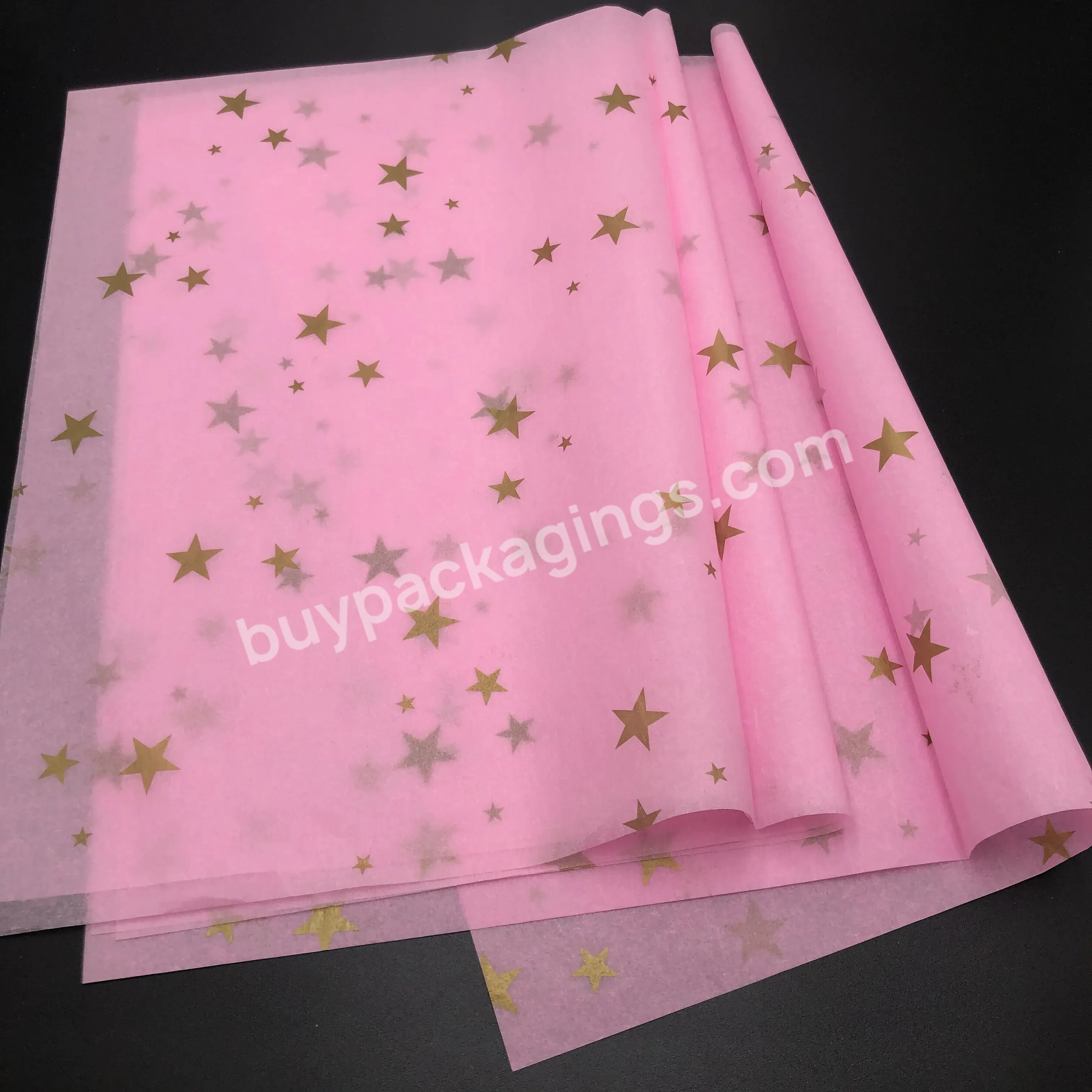 17g Stock Acid Free Tissue Paper With Gold Star Printed Logo Wrapping Paper/mf Acid Free Tissue Paper - Buy Stock Tissue Paper,Wrapping Paper,17g Tissue Paper.