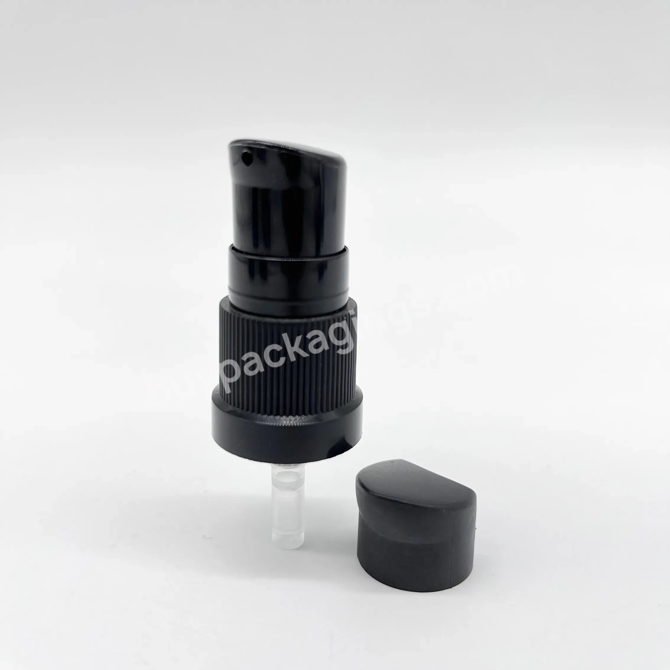18/415 Black Plastic Serum Pump With Matte Frost Protection Clip For Cosmetic Bottles - Buy 18/415 Rachet Pcr Serum Pump With Cover,Black Ribbed Plastic Serum Lotion Pump,Pp Serum Spray Pump With Cap.