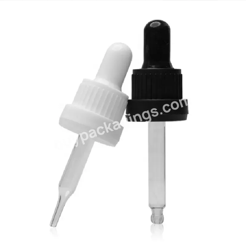 18mm 18/410 Tamper Evident Plastic Dropper Cap With Glass Pipette For Glass Bottle Packaging