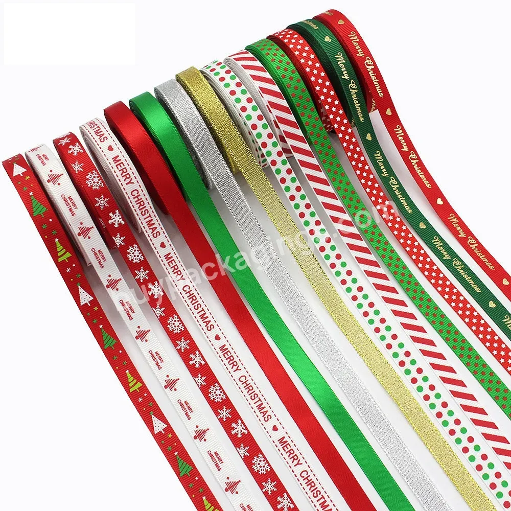1cm Christmas Ribbon Gift Wrap Bow Material Party Decoration Ribbon Solid Color Christmas Letter Ribbon