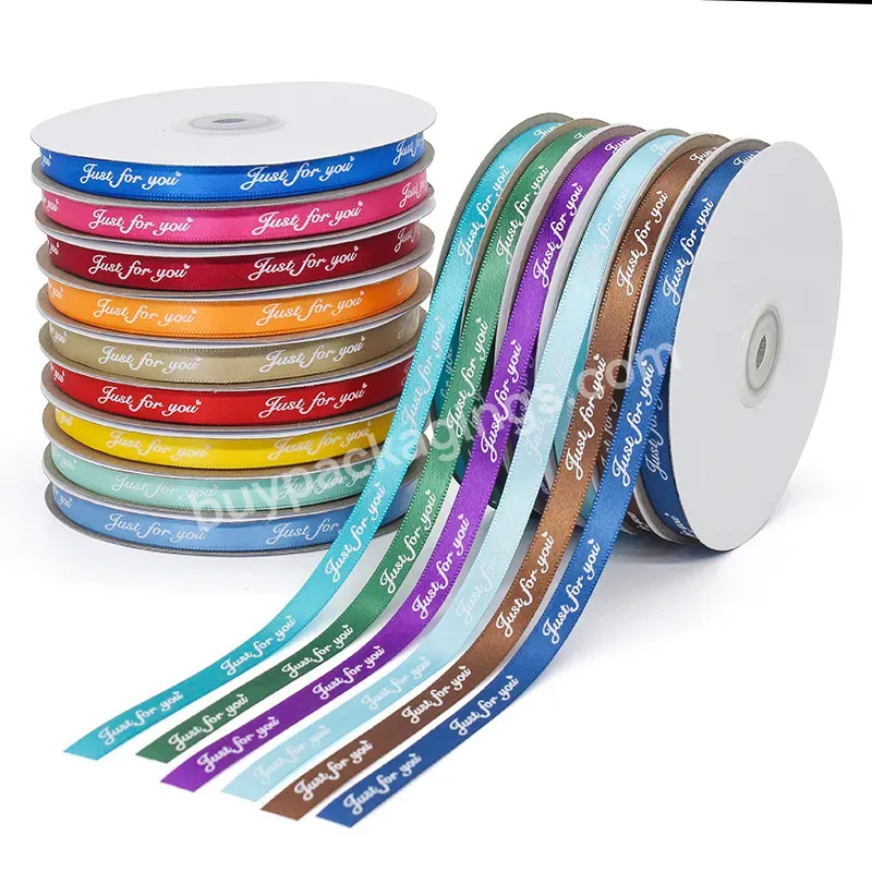 1cm Width English Letters Just For You Satin Ribbon Bouquet Of Flowers Wrapping Paper Materials Gift Decoration Florist - Buy Ribbons For Gift Wrap,Boxes Package Custom Logo Cardboard With Ribbon,Gift Wrapping Satin Ribbons Custom Printed Ribbon.