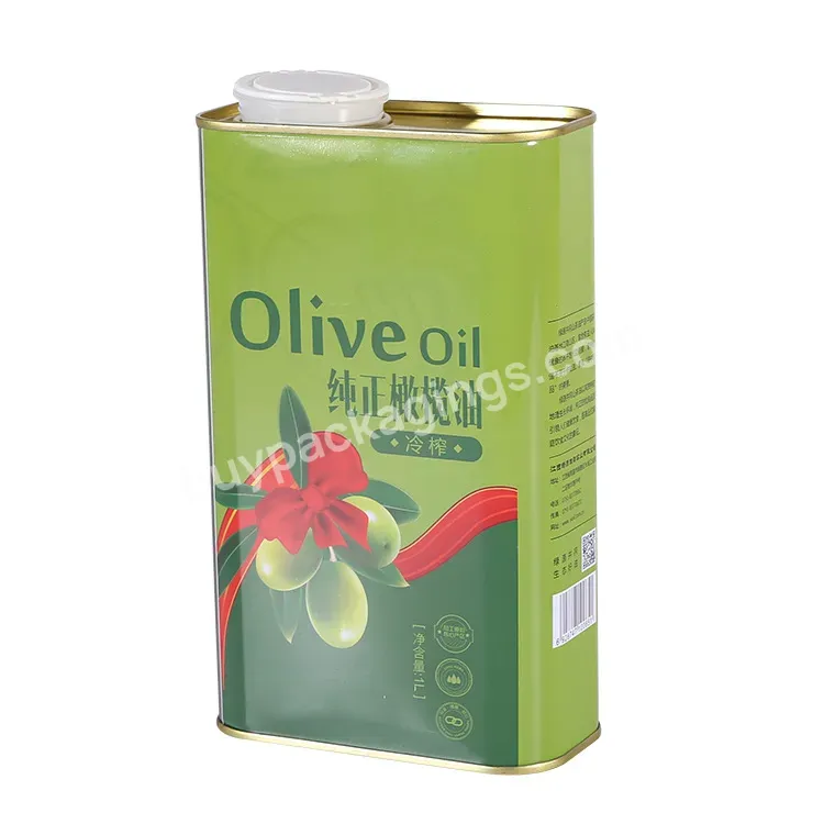 1l Empty Food Grade Olive Oil Tin Cans Packaging Of Metal Boxes Containers Tins Tin Cans For Food Canning With Plastic Spout Lid - Buy Food Grade Olive Oil Tin Cans,Tin Cans For Food Canning,With Plastic Spout Lid.