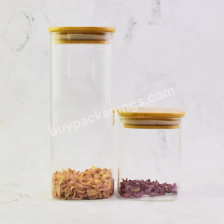 1oz To 18oz Bamboo Wood Cover Pantry Storage Food Storage Rounded Airtight Containers With Bamboo Lids - Buy Food Storage Rounded Airtight Containers With Bamboo Lids,1oz To 18oz Bamboo Wood Cover Pantry Storage Borosilicate Glass Jar With Bamboo Lid