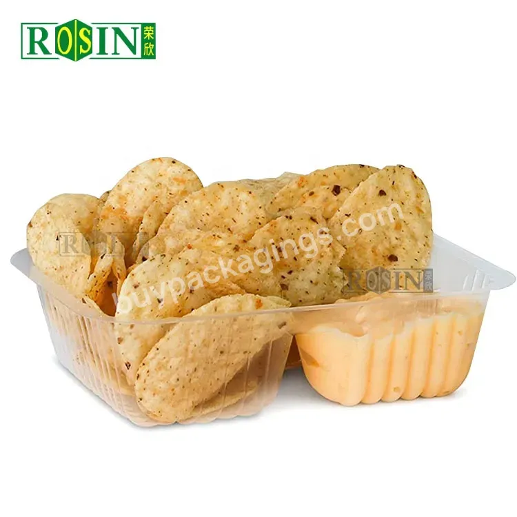 2 Compartment Clear Disposable Plastic Potato Chips Biscuit Cookie Snack Nacho Food Tray - Buy Disposable Food Containers Fast Meal Tray,Two Compartment Food Tray,Plastic Snack Food Tray.