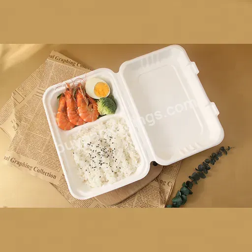 2 Compartment Sustainable Clamshell Fast Food Packaging 9 Inch Compostable Bagasse Pulp Takeaway Boxes Disposable Kraft Organic - Buy Pulp Food Gifts Kraft Bakery Boxes Microgreen Tray Suppliers Paper Boxes Biodegrade Disposable Takeaway Compostable
