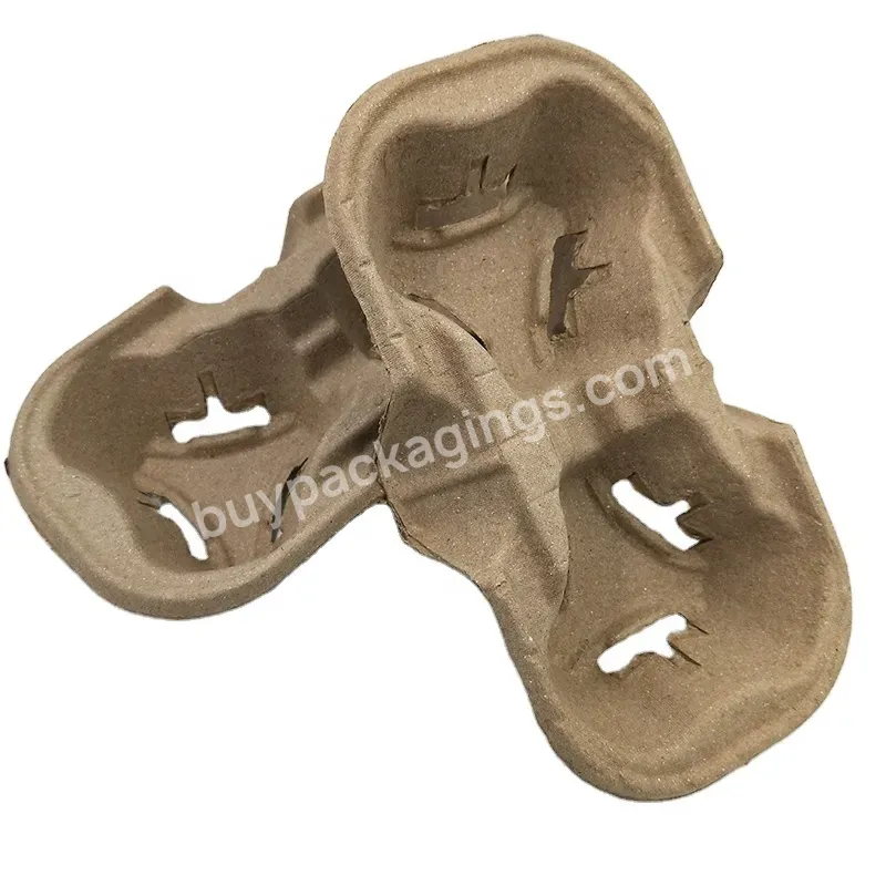 2 Cup Disposable Cup Holder Tray Reliable To Go Drink Carriers For Delivery - Buy Pulp Cup Tray,Pulp Cup Carrier,Pulp Drink Carrier Tray.