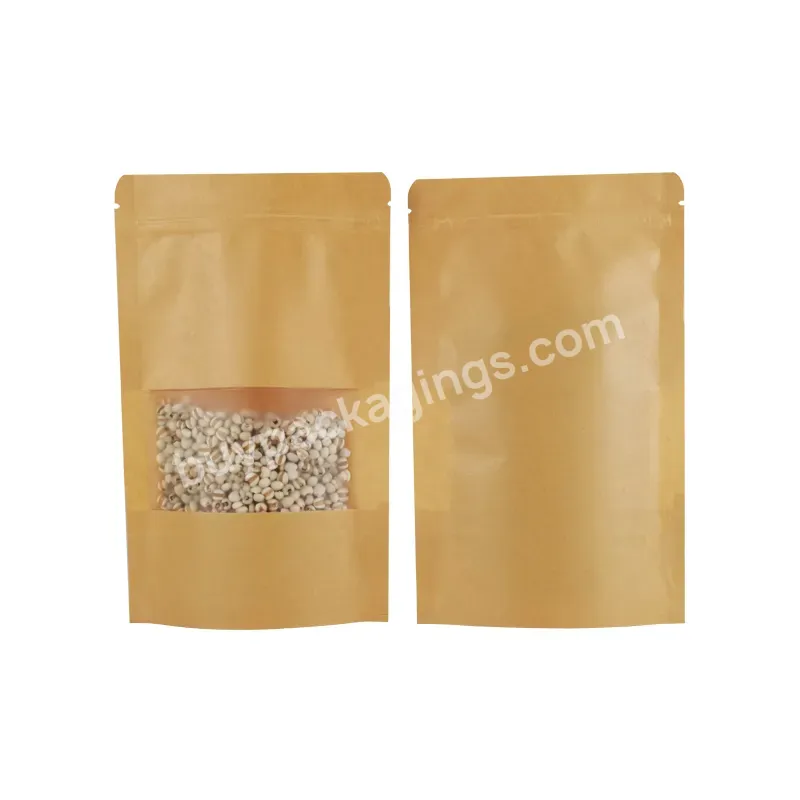 20 * 30cm Brown Waterproof Food Kraft Paper Zipper Bag With Window - Buy Zipper Kraft Paper Food Bag For Tea Nuts,Reclosable Zipper Doypack Kraft Paper Bags Pouches,Food Paper Bag.