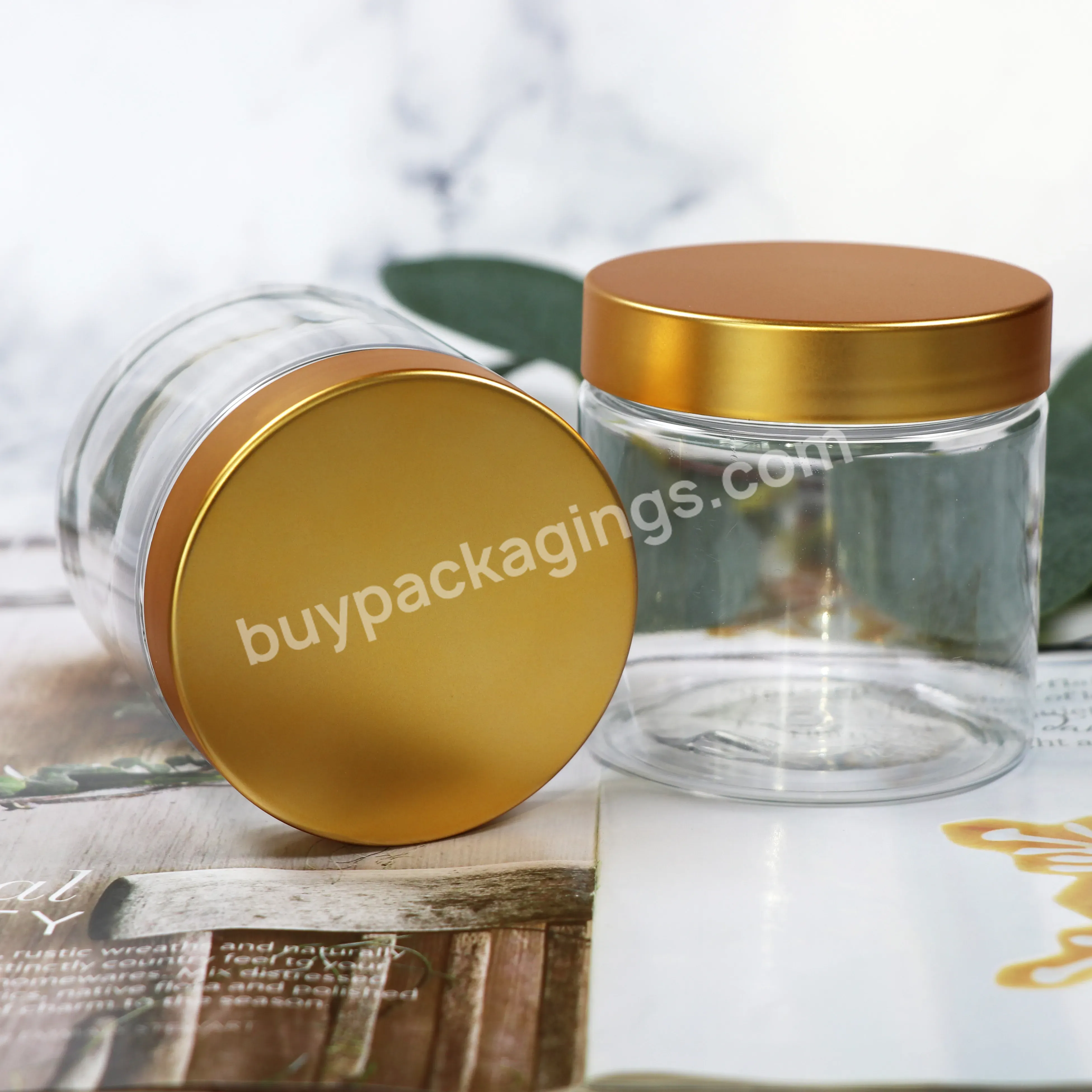200g Plastic Pet Transparent Color Cosmetic Jar With Shiny Gold Lids /great Container For Body Butter Cream Lotion Stash - Buy Pet Jars With Lids,200g Pet Clear Jars With Gold Screw Lids,Plastic Pet Jars With Lids.