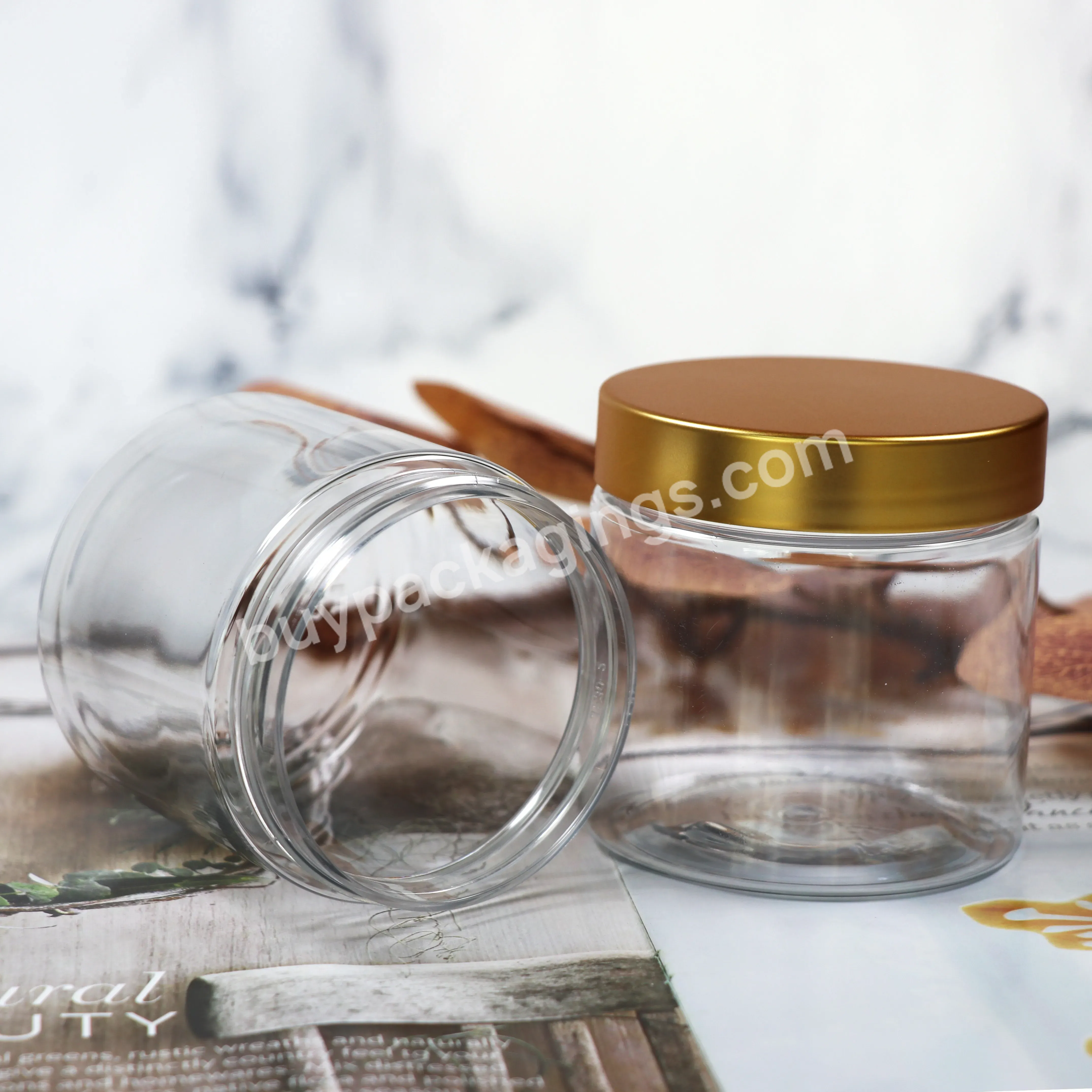 200g Plastic Pet Transparent Color Cosmetic Jar With Shiny Gold Lids /great Container For Body Butter Cream Lotion Stash