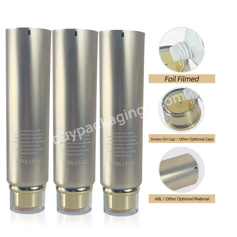 200ml 100g 3.53 Oz Acrylic Golden Lid Frosted Matte Gold Aluminium Laminated Cosmetic Plastic Packaging Cream Lotion Tubes 8 Oz - Buy 100ml Squeeze Tube,Cleanser Tube,Soft Tube Foundation Stick Tube.