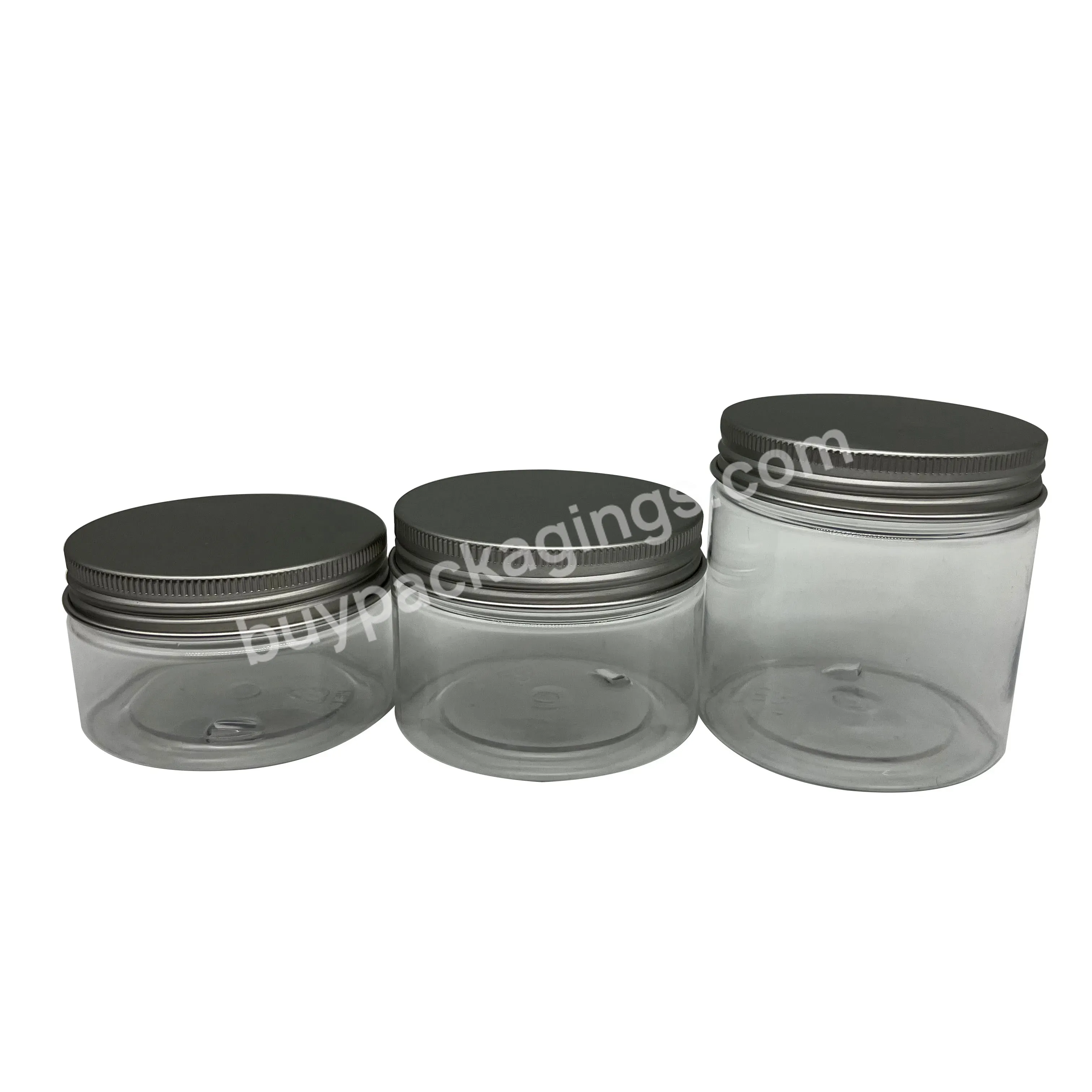 200ml 250ml Wholesale Empty Plastic Jar With Aluminum Lid And Hand Pull Cover Wide-mouth Dried Fruit Candy Bottle Storage Jar