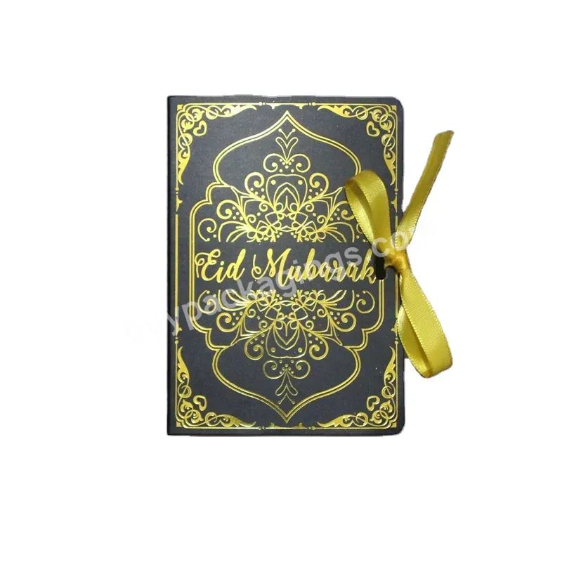2023 New Muslim Gold Stamping Foil Paper Eid Mubarak Booked Gift Box With Ribbon With Your Custom Logo - Buy Eid Mubarak Gift Box,Eid Mubarak Booked Gift Box With Ribbon,Paper Gift Box With Logo For Eid Mubarak.
