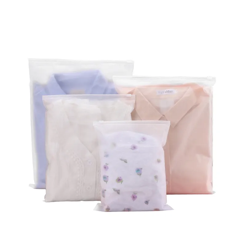 20*30cm 28*36cm Wholesale Customization PE EVA Transparent Clear T Shirt Clothing Package Zipper Resealable Frosted Plastic Bag