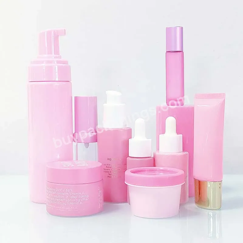 20ml 30ml 50ml 80ml 100ml Pink Glass Skin Care Packaging Lotion Jar And Bottles Set Containers Luxury Cosmetic Packaging - Buy Luxury Skincare Packaging Set Glass Pink Bottles Cosmetics Glass Bottle,Skin Care Packaging Container,High Quality Cosmetic