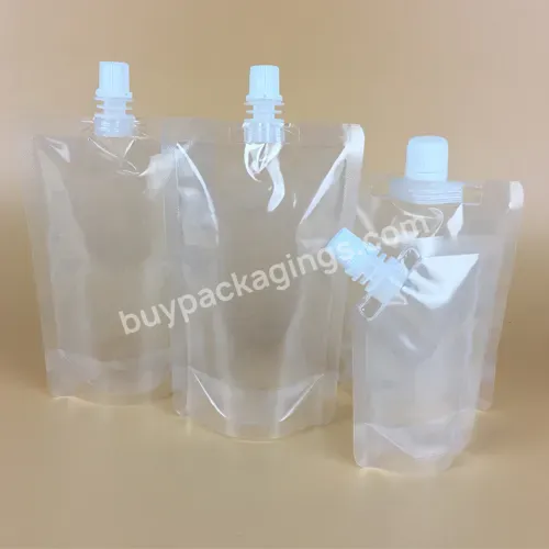 250ml 500ml 1liter Food Standup Drink Plastic Transparent Water Beverage Packaging Bag - Buy Beverage Bags,Transparent Beverage Bag,Water Beverage Bag.