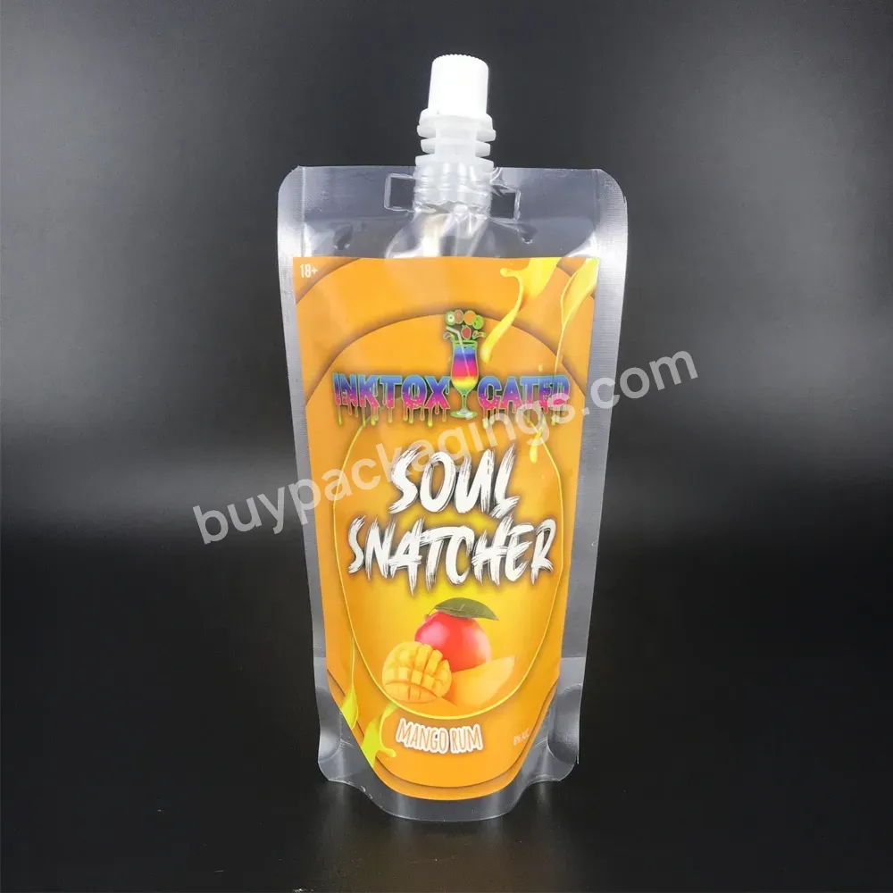 250ml Food Grade Stand Up Clear Plastic Drink Spout Pouched Packaging With Sticker - Buy Drink Spout Pouches,Plastic Spout Pouch,Spout Pouch Packaging.