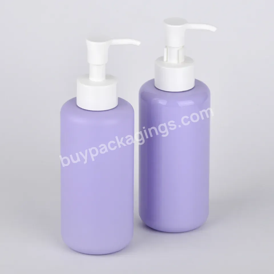 250ml Round Purple Pet Plastic Bottle Body Wash Soft Touch Shampoo Wash Gel Lotion Container - Buy Plastic Lotion Pump Bottle,Plastic Bottles,Pet Shampoo Bottl.