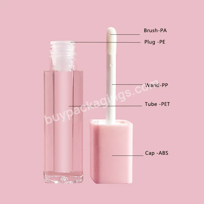 2.5ml Square Shape Lip Gloss Container Pink Clear Frosted Empty Lip Gloss Tube Cosmetic Packaging With Wand In Stock - Buy Lip Gloss Tube Cosmetic Packaging With Wand In Stock,2.5ml Square Shape Lip Gloss Container,Pink Clear Frosted Empty Lip Gloss Tube.