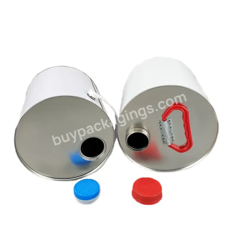 2l White-coated Round Paint Closed Can,Small Opening,With Plastic Handle And Pull Lid,Suitable For Glue Solvent - Buy Customized,Oil Tin Can,Can Container.