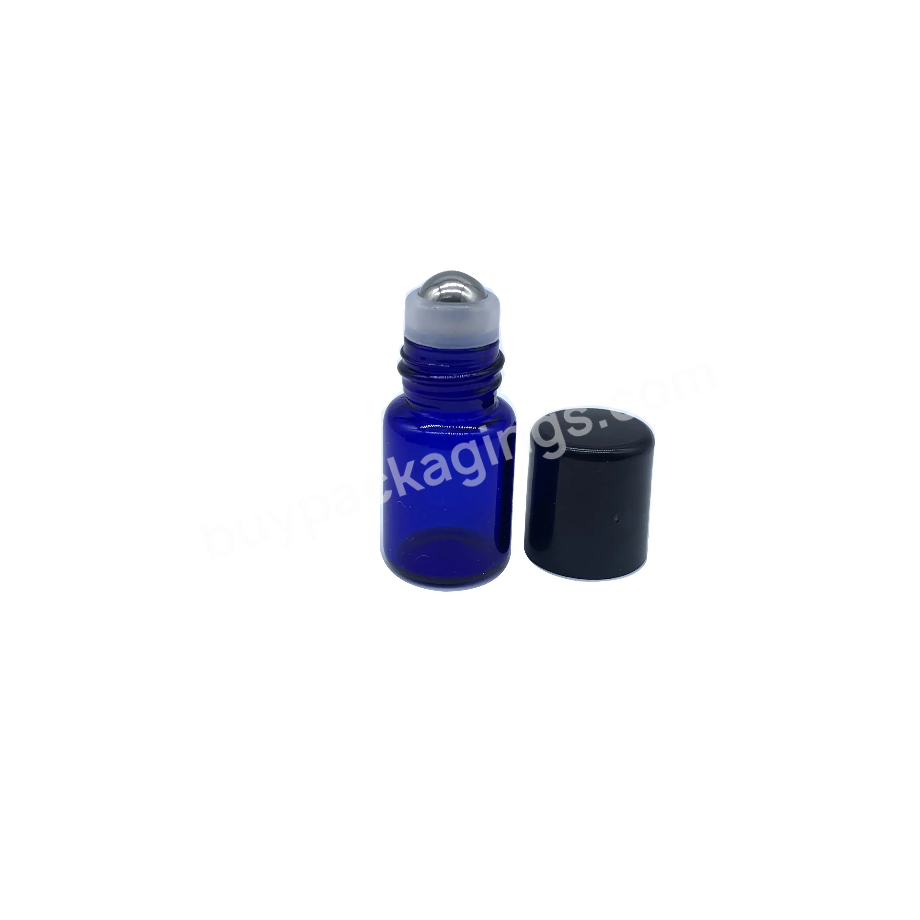 2ml Cobalt Blue Empty Mini Glass Essential Oil Perfume Bottle With Metal Roller And Plastic Black Cap - Buy Mini Cute Blue Glass Essential Oil Bottle,2ml Mini Roll On Glass Bottle With Metal Roller,Blue Glass Bottles With Cap For Essential Oil.