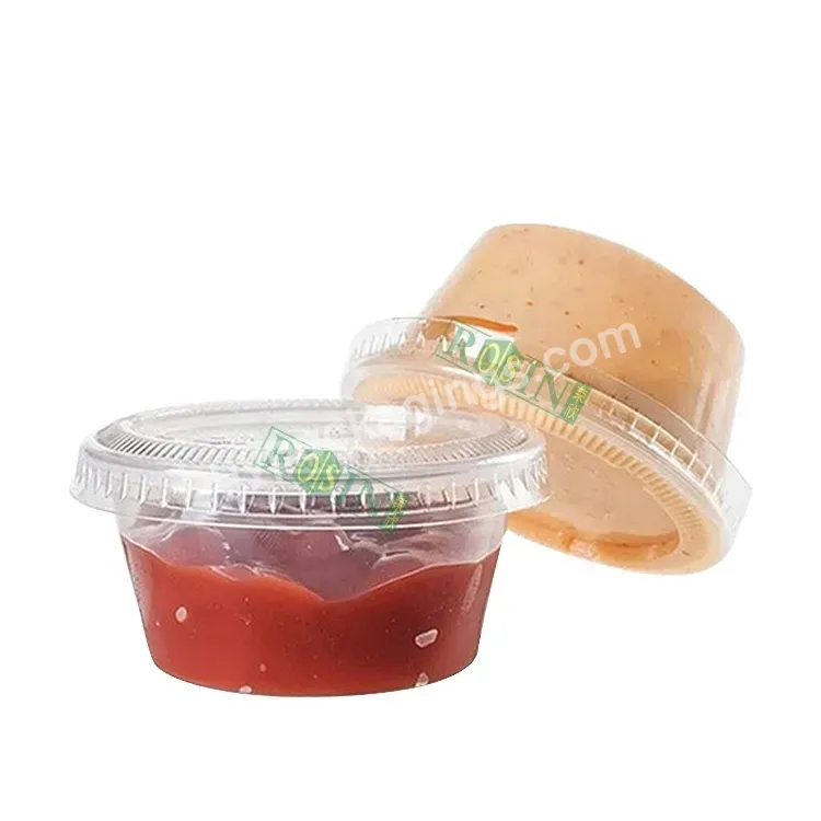 2oz 4oz Pla Biodegradable Clear Disposable Plastic Restaurant Sauce Cup Container With Lid