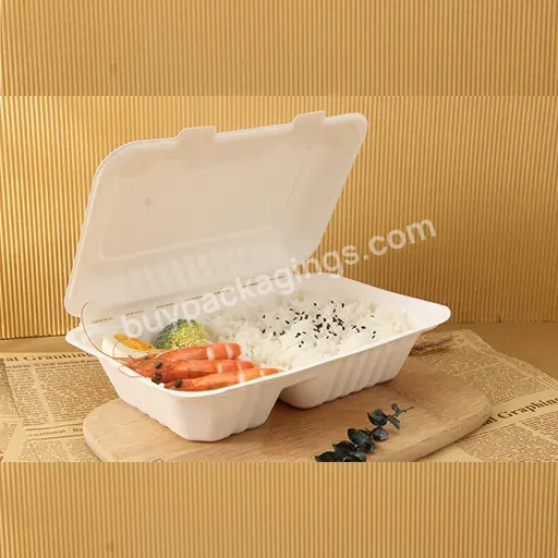 3 Compartment Takeaway Eco-friendly Fast Food Packaging Tableware Plate Box Containers Sustainable Biodegradable Packaging - Buy Pulp Food Gifts Kraft Bakery Boxes Microgreen Tray Suppliers Paper Boxes Biodegrade Disposable Takeaway Compostable Conta