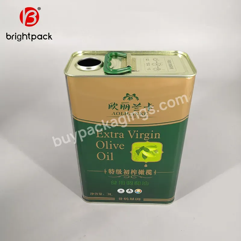 3 Liters Rectangular Metal Can With Plastic Flexible Spouts For Olive Oil Packaging - Buy 3 Liters Olive Oil Tin Can,Rectangular Metal Can For Olive Oil,Metal Oil Cans Manufacturer.