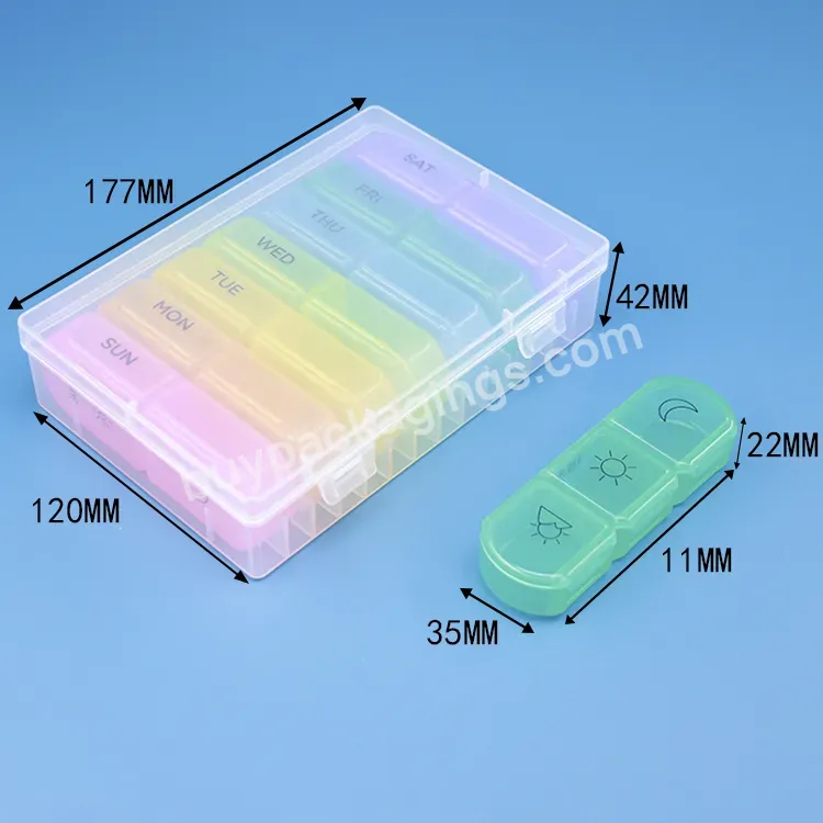 3 Times A Day 7 Day Pill Box Organizer Weekly Pill Organizer Large Compartment Pill Case Medication Vitamin Pastillero Semanal