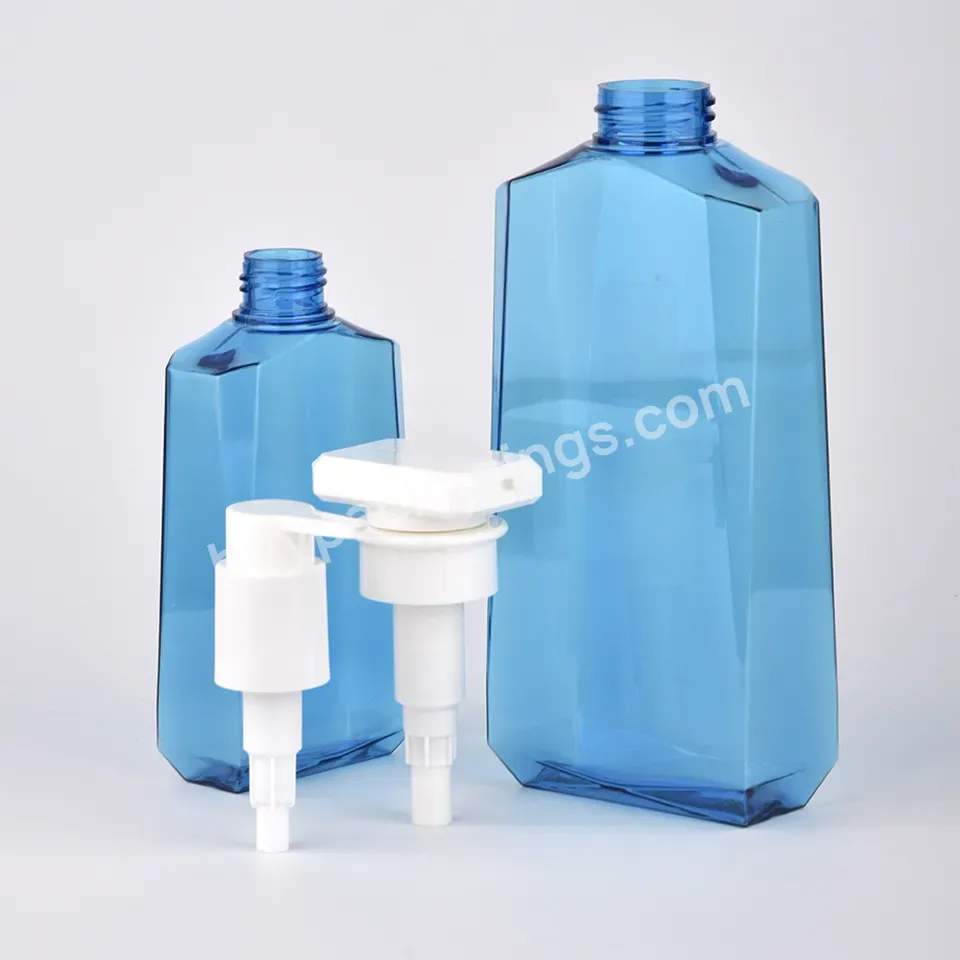 300ml 500ml Personanl Care Body Lotion Bottle Transparent Blue Pet Plastic Bottle Shampoo Conditioner Pump Bottle - Buy Plastic Lotion Pump Bottle,Plastic Bottles,Pet Shampoo Bottl.