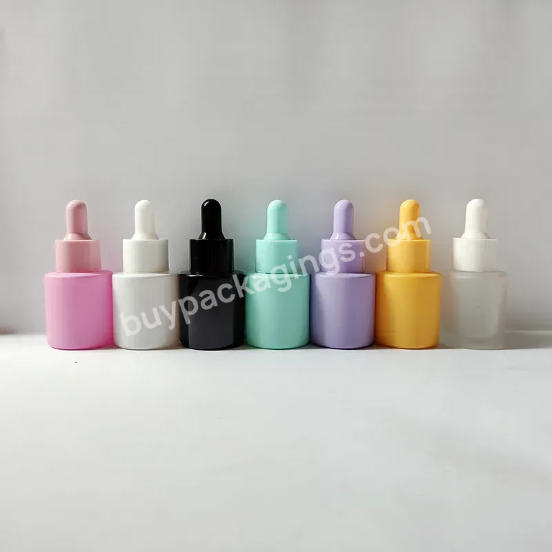 30ml 1oz Frosted Clear Blue Green Red Orange Yellow Brown Gradient Flat Shoulder Colour Glass Dropper Bottle - Buy 30ml 1oz Frosted Clear Flat Shoulder Glass Dropper Bottle,Flat Shoulder Matte Blue Green Red Orange Serum Glass Dropper Bottle,Yellow B