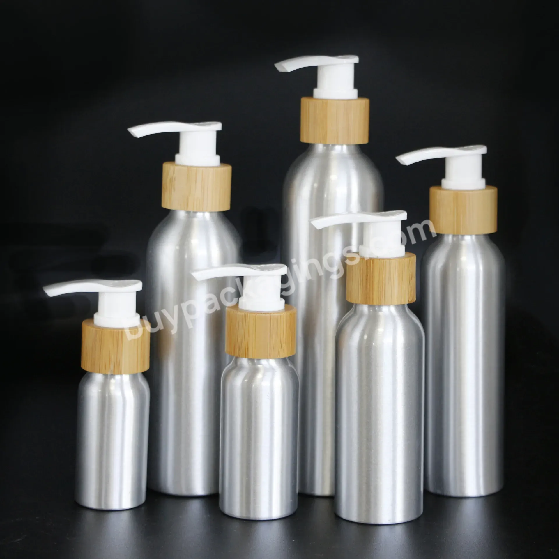 30ml-500ml Aluminum Bottle Aluminum Lotion Bottle For Hair Shampoo Hand Sanitizer Safe Gel Cosmetic Bottle With Bamboo Pump Cap - Buy Aluminum Bottle With Pump,Aluminum Foam Pump Bottle 500ml,Aluminum Bottle Pump.