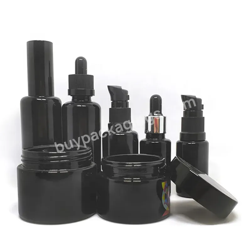 30ml 50ml 100ml 200ml Black Dropper Pump Spray Cap And Jar Uv Protection Violet Glass Spray Bottles And Jars - Buy 200ml Lotion Pump Bottle,Cosmetic Luxurious Bottle,Frosted Glass Serum Bottle.