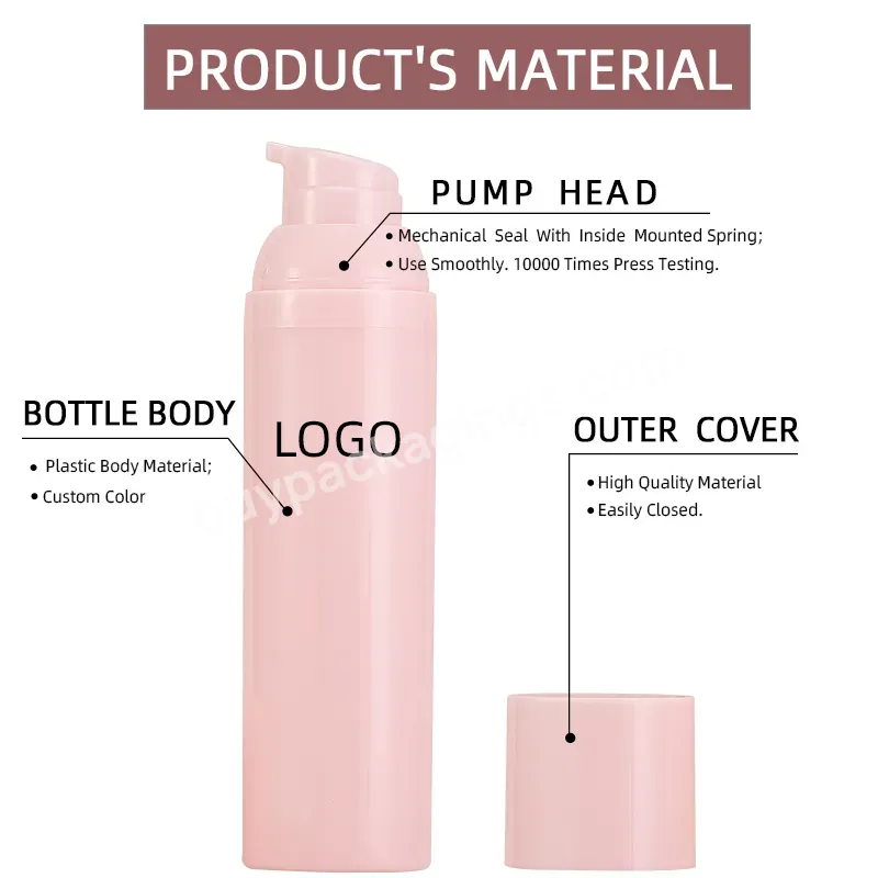 30ml 75ml Pink Airless Pump Bottle 50ml Pink Pump Pet Airless Lotion Bottle For Skincare Lotion Packaging And Foundation Bottle - Buy Airless Pump Bottle 30 Ml Pink,Pink Skincare Bottles,Pink Foundation Bottle.
