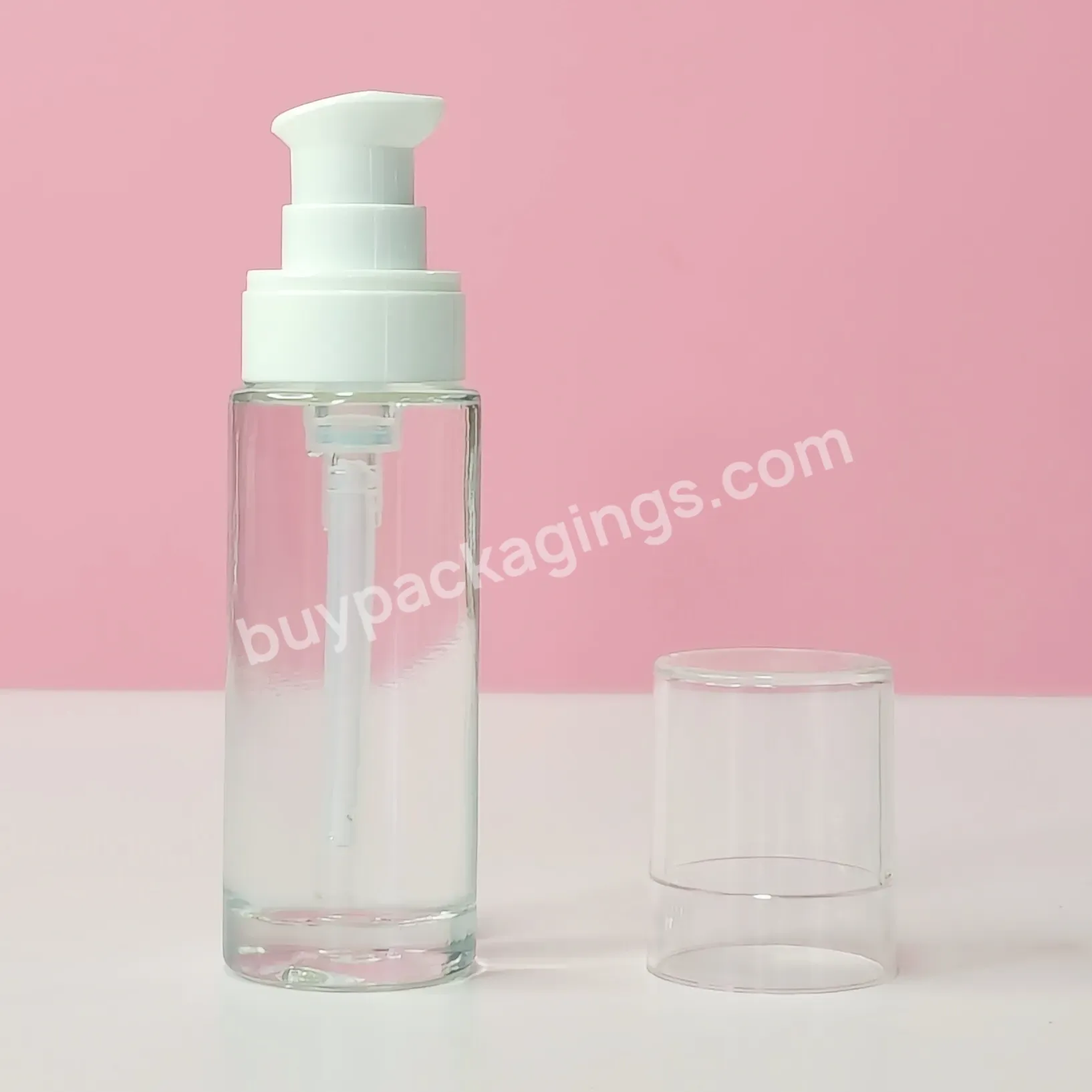 30ml Luxury Cylindrical Clear Frosted Lotion Container Empty Liquid Foundation Cosmetic Glass Bottle - Buy Opaque Glass Bottle,Company Glass Bottle Manufacturer,Glass Bottle With Metal Screw Lid.