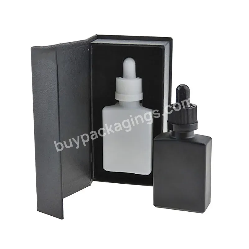 30ml Rectangle Square Black Amber Frosted Brown Glass Dropper Bottle - Buy 30ml Rectangle Square Black Glass Dropper Bottle,Amber Frosted Brown Glass Dropper Bottle,Flat Square Glass Dropper Bottle With Paper Box.