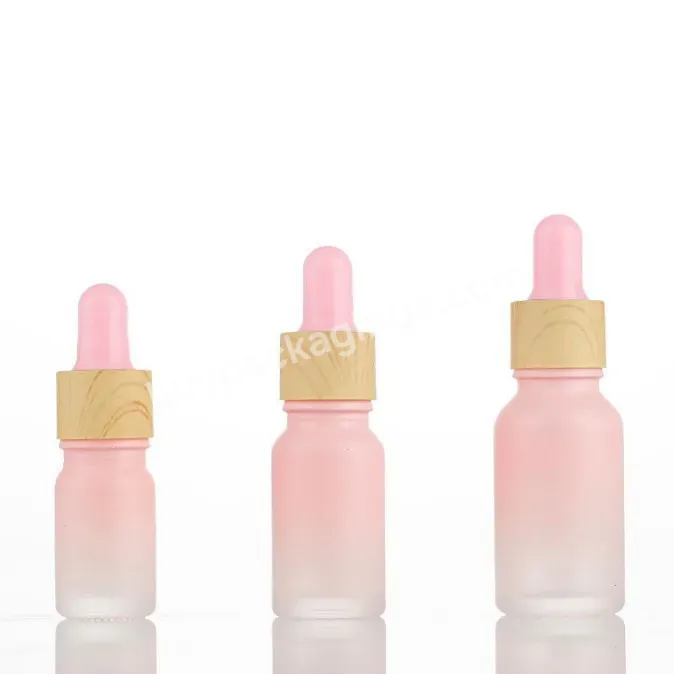 30ml Stock Sample Essence Empty Bottle Gradient Frosted Pink Wood Grain Closure Glass Dropper Essential Oil Bottle - Buy 30ml Stock Sample Essence Empty Bottle,Gradient Frosted Pink Wood Grain Closure Glass Bottle,Dropper Essential Oil Bottle.