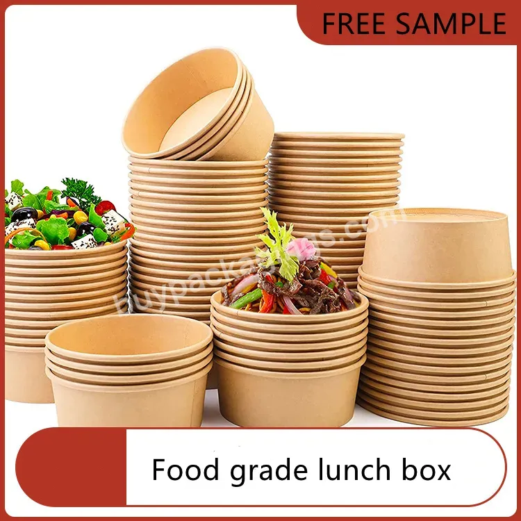 32 Oz Kraft Pla Salad Bowl Soup Disposable Container Disposable Food Container Brown Paper Bowl 520