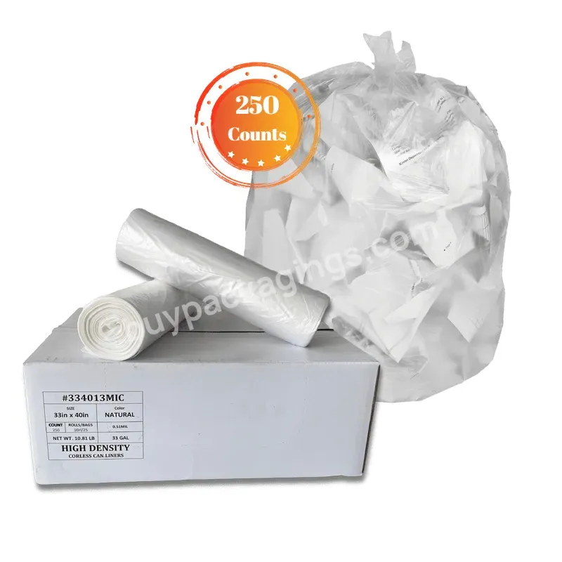 33*40in 250counts Clear Plastic Pe Trash Can Liner Trash Bags On Roll Packaging Garbage Bag For Home Office Kitchen - Buy Plastic Pe Trash Can Liner Trash Bags On Roll,Plastic Trash Can Liners Packaging Garbage Bag,Plastic Garbage Rubbish Trash Packa