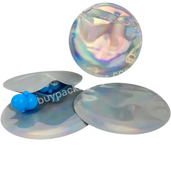 3.5g 7gram 4 Inch 5 Inch Diameter Round Shaped Circle Die Cut Mylar Zipper Bags 3.5g Holographic Bags - Buy 3.5g Die Cut Bag,3.5g Hologram Mylar Bag,3.5g Holographic Bags.