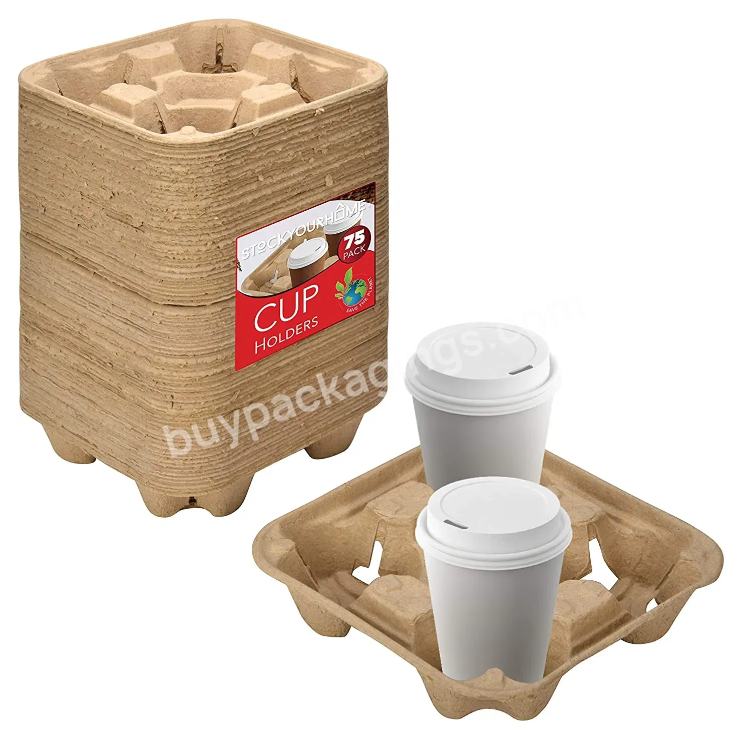 4 Cup Disposable Coffee Tray Biodegradable Cup Carrier Durable Drink Carrier For Hot Or Cold Drink Can Be Customized - Buy Rattan Cup Holders,Coffee Cup Holders,Lap Tray Cup Holder.