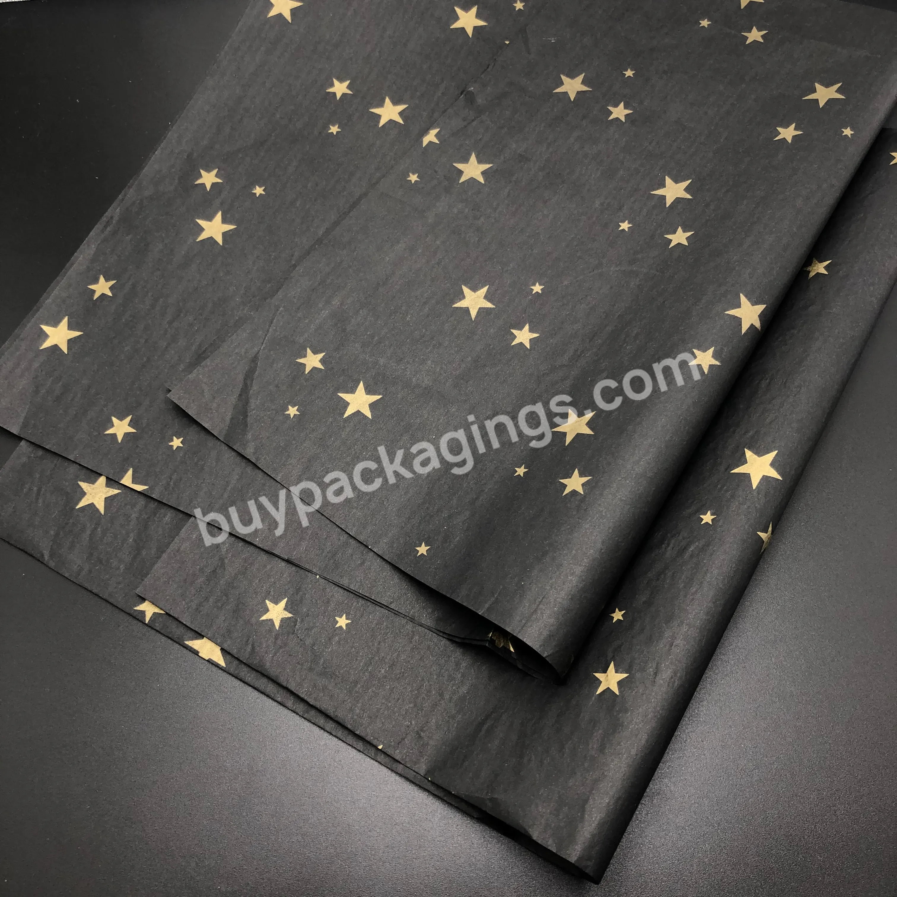 4. Stock 17g Thin Black Tissue Paper With Gold Color Logo In 50*70cm Low Moq 1000pcs - Buy Black Tissue Paper,Thin Tissue Paper,17g Black Tissue Paper.