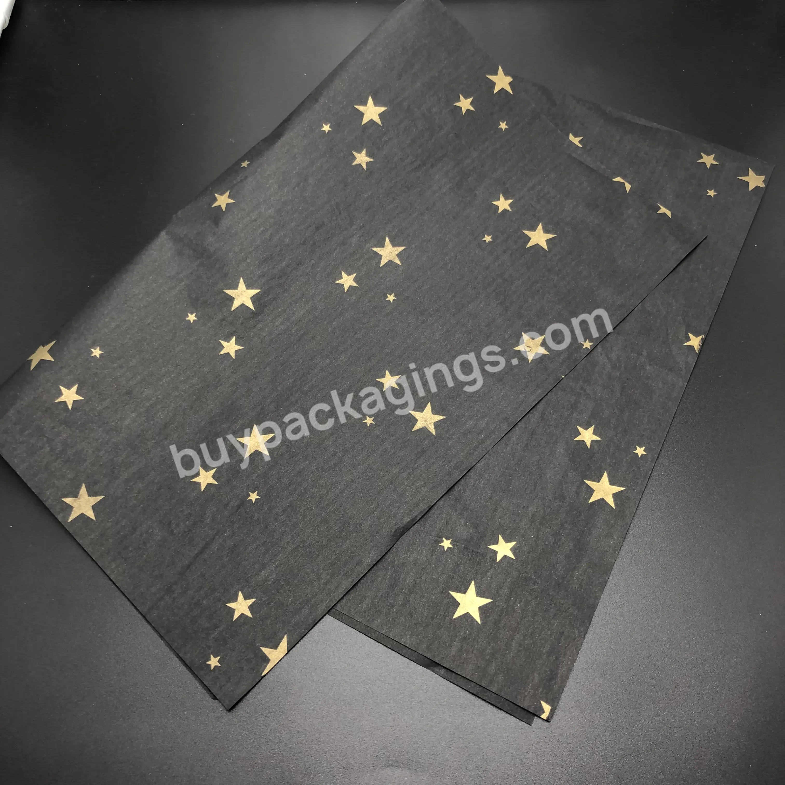 4. Stock 17g Thin Black Tissue Paper With Gold Color Logo In 50*70cm Low Moq 1000pcs - Buy Black Tissue Paper,Thin Tissue Paper,17g Black Tissue Paper.