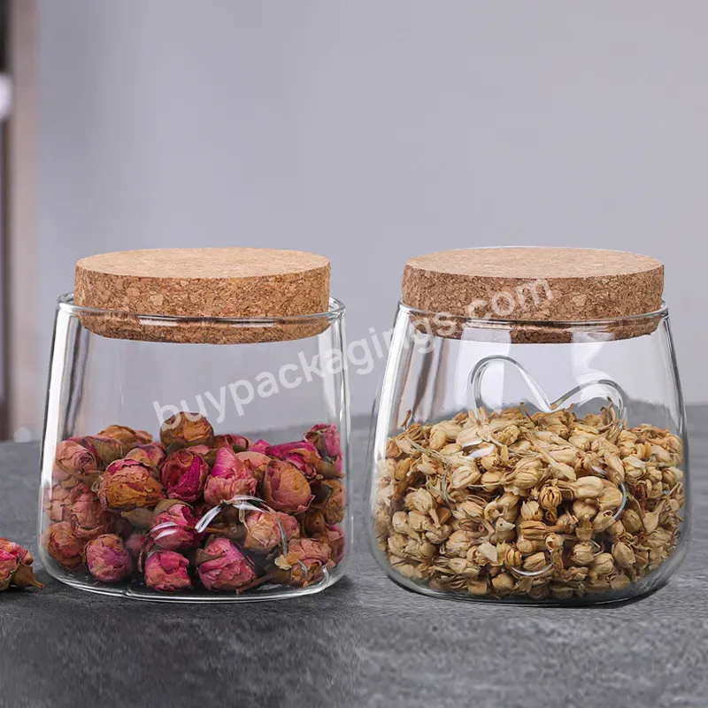 450ml Hot Sale Cork Storage Jar High Quality Clear Glass Bamboo Lid Storage Jar Grain Sealed Jar