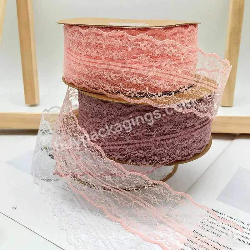 4cm Korean Lace Ribbon Flower Packaging Materials Gifts Baking Diy Bow Ribbon Handmade Hair Decoration Dress Decoration