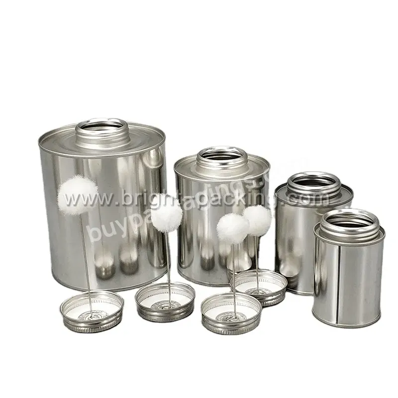 4oz,8oz,16oz,32oz Empty Screw Top Standard Tin Cans Sizes With Brush For Pvc Glue - Buy Standard Tin Cans Sizes,4oz 8oz 16oz 32oz Glue Tin Can Metal Box With Plastic Cover And Brush,Iron Tin Can.