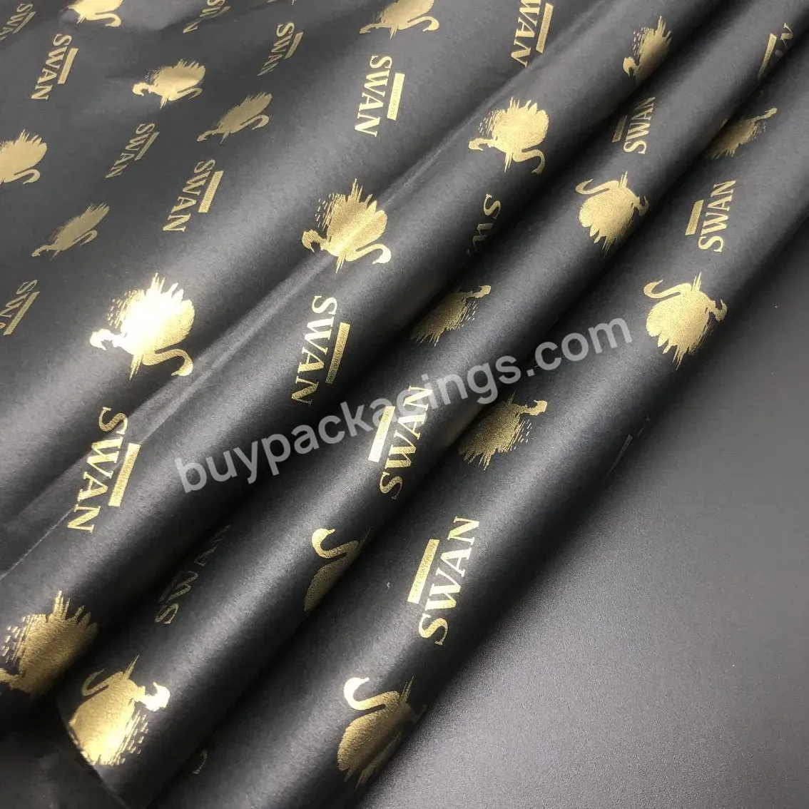 5. Custom 20g High Quality Black Tissue Paper With Gold Color Logo In 50*70cm Low Moq 1000pcs - Buy Black Tissue Paper,Thin Tissue Paper,20g Black Tissue Paper.