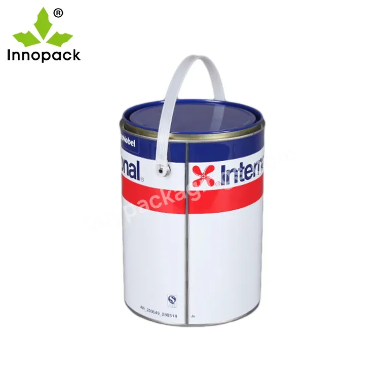 5 Liter Round Tin/tinplate Can With Plastic Handle And Metal Lid - Buy 5 Liter Round Tin Can,Tinplate Can With Plastic Handle,Large Round Tin Can.
