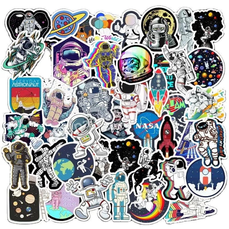 50 Pcs Astronaut Space Station Cartoon Moon Rocket Universe Computer Doodle Removable Stickers - Buy Removable Stickers,Cartoon Astronaut Stickers,Space Station Stickers.