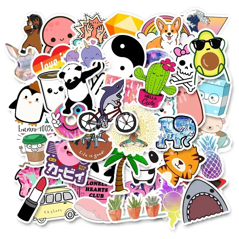 50 Pcs Non-repeating Waterproof Removable Cute Cartoon Stickers For Kids - Buy Cartoon Stickers,Cute Cartoon Stickers,Stickers For Kids Cartoon.