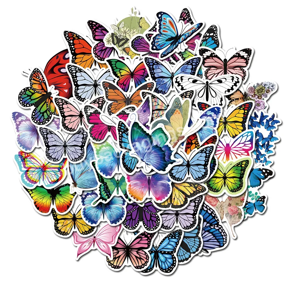 50 Pc/set In Stock Butterfly Stickers Die Cut - Buy Butterfly Stickers,Butterfly Stickers Die Cut,Vinyl Butterfly Stickers.